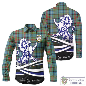 Paisley Tartan Long Sleeve Button Up Shirt with Alba Gu Brath Regal Lion Emblem