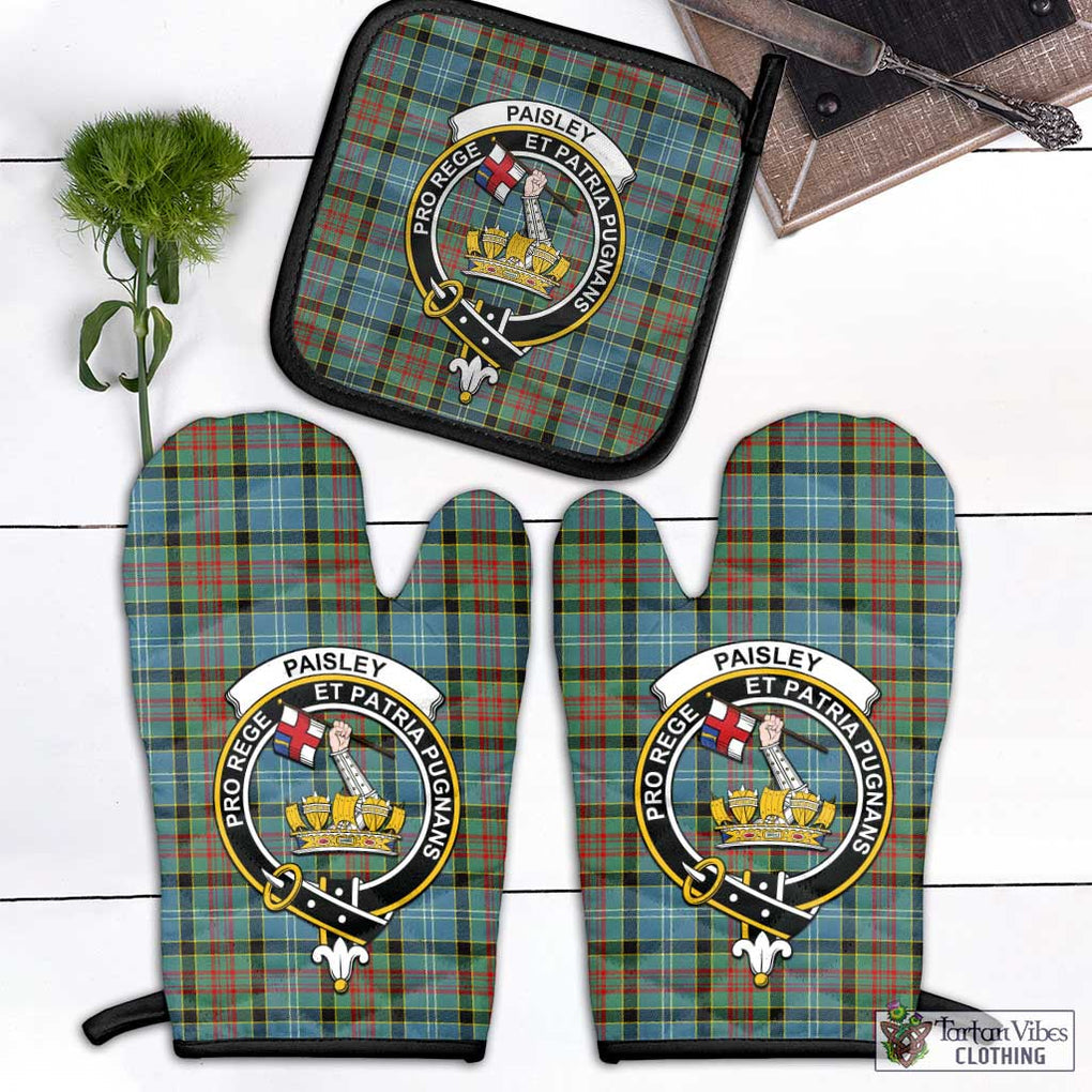 Paisley Tartan Combo Oven Mitt & Pot-Holder with Family Crest Combo 1 Oven Mitt & 1 Pot-Holder Black - Tartan Vibes Clothing
