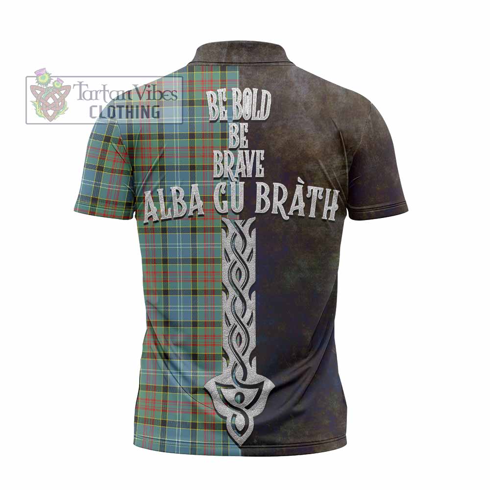 Tartan Vibes Clothing Paisley Tartan Family Crest Zipper Polo Shirt Alba Gu Brath Be Brave Lion Ancient Style