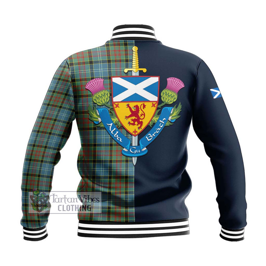 Tartan Vibes Clothing Paisley Tartan Baseball Jacket with Scottish Lion Royal Arm Half Style