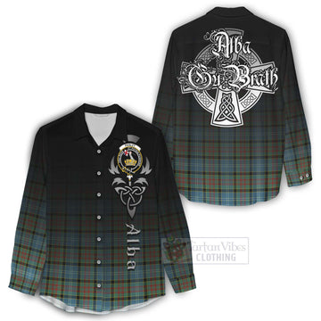 Tartan Vibes Clothing Paisley Tartan Women's Casual Shirt Featuring Alba Gu Brath Family Crest Celtic Inspired