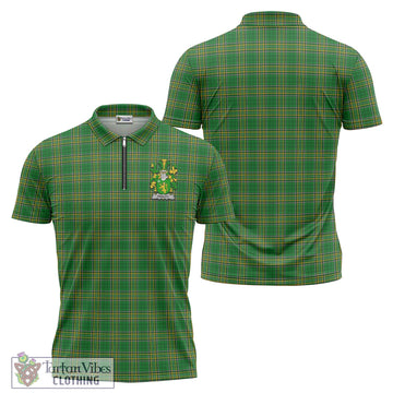 Paisley Ireland Clan Tartan Zipper Polo Shirt with Coat of Arms