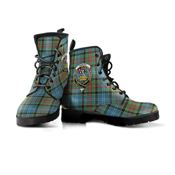 Paisley Tartan Leather Boots with Family Crest