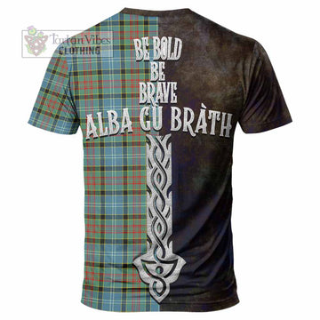 Tartan Vibes Clothing Paisley Tartan Family Crest T-Shirt Alba Gu Brath Be Brave Lion Ancient Style