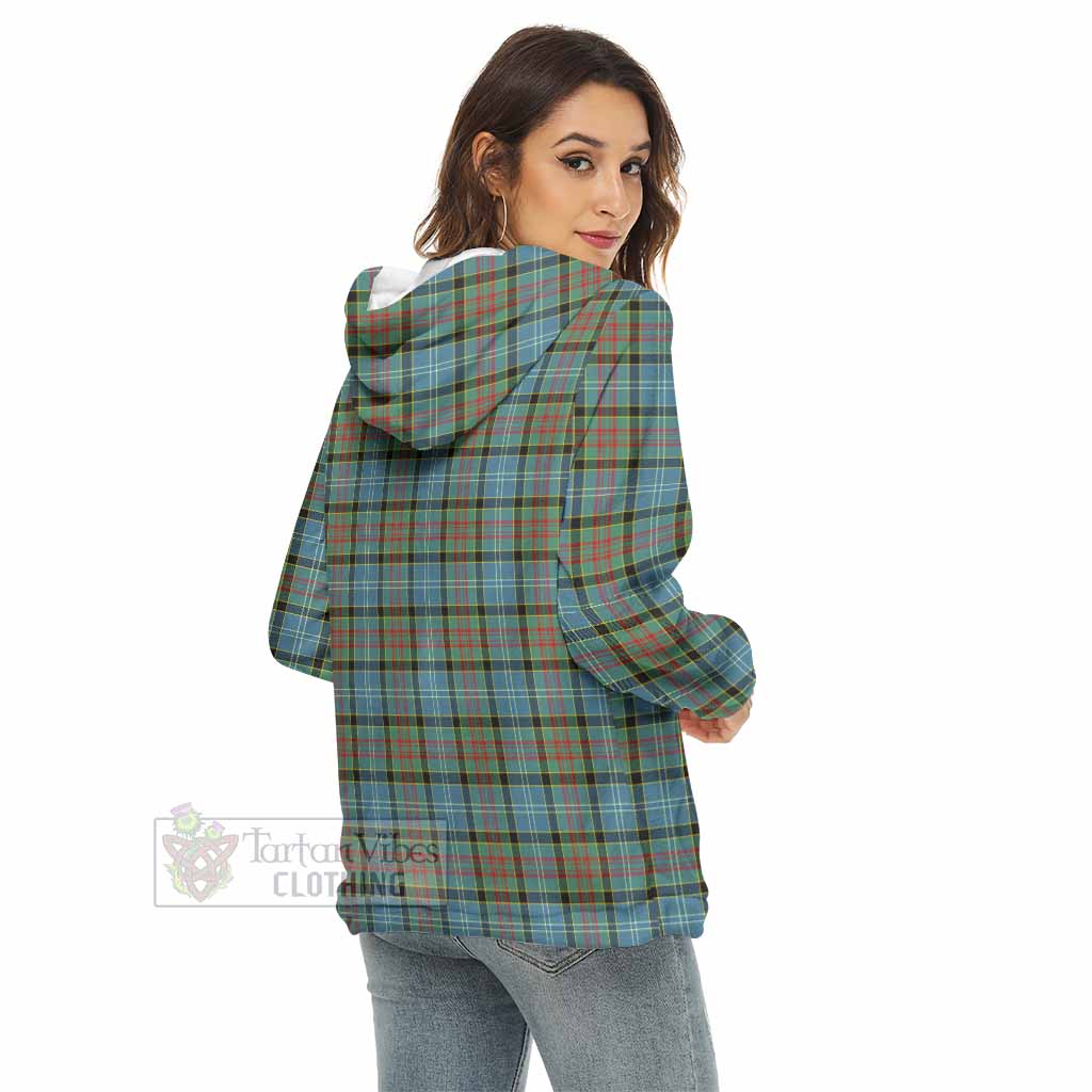 Tartan Vibes Clothing Paisley Tartan Crest Women's Borg  Half Zip Fleece Hoodie