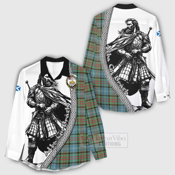 Tartan Vibes Clothing Paisley Tartan Clan Crest Women's Casual Shirt with Highlander Warrior Celtic Style