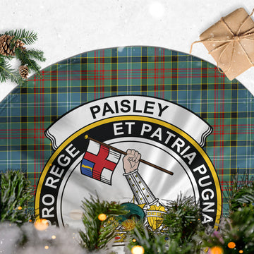 Paisley Tartan Christmas Tree Skirt with Family Crest