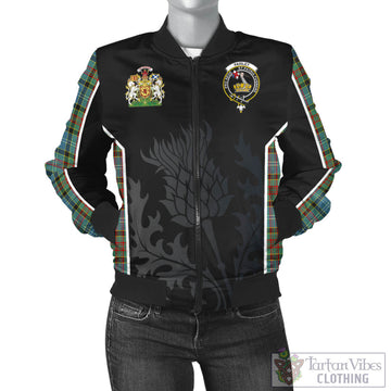 Paisley Tartan Bomber Jacket with Family Crest and Scottish Thistle Vibes Sport Style