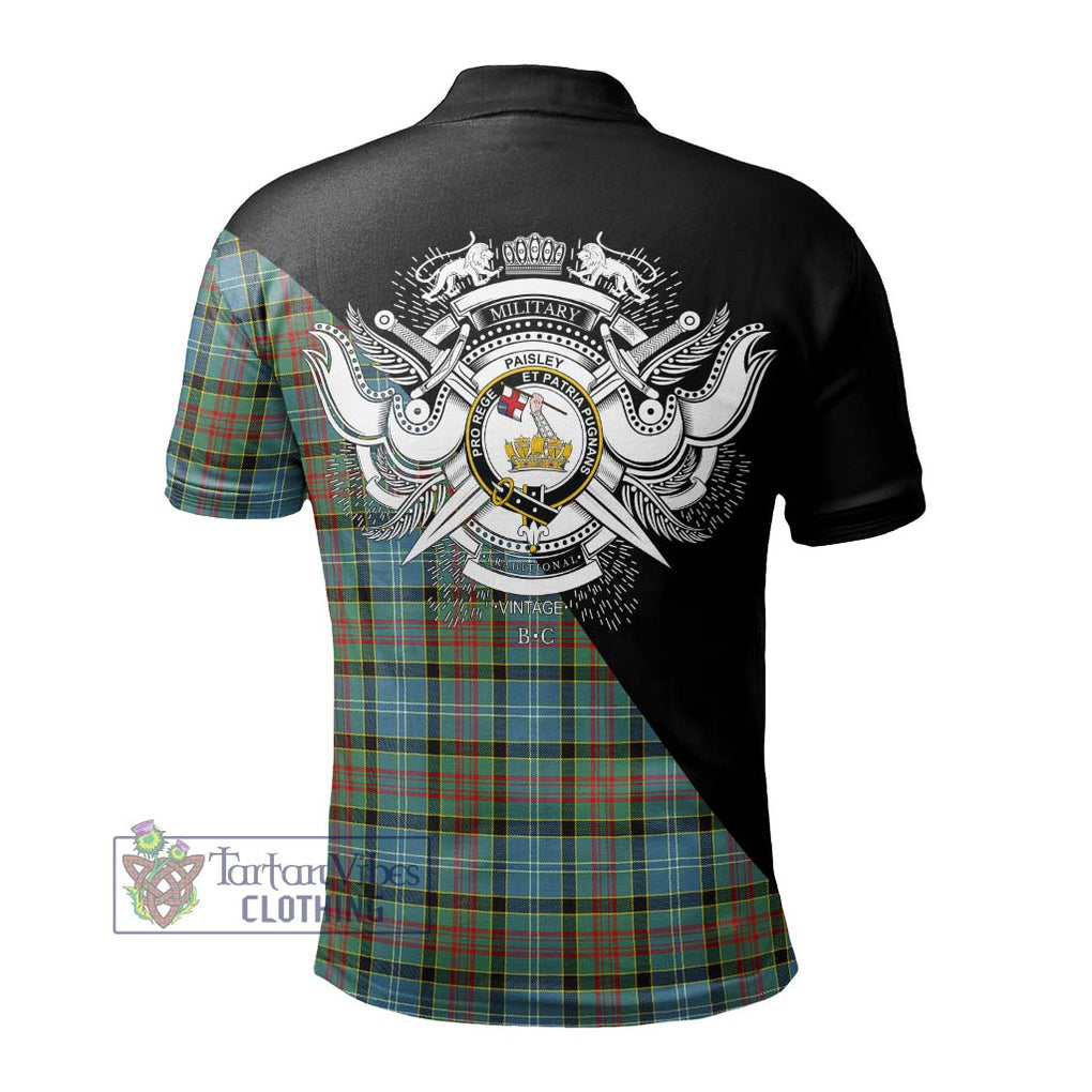 Paisley Tartan Polo Shirt with Family Crest and Military Logo Style - Tartanvibesclothing Shop