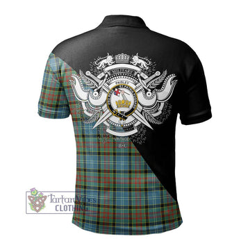 Paisley Tartan Polo Shirt with Family Crest and Military Logo Style - Tartanvibesclothing Shop