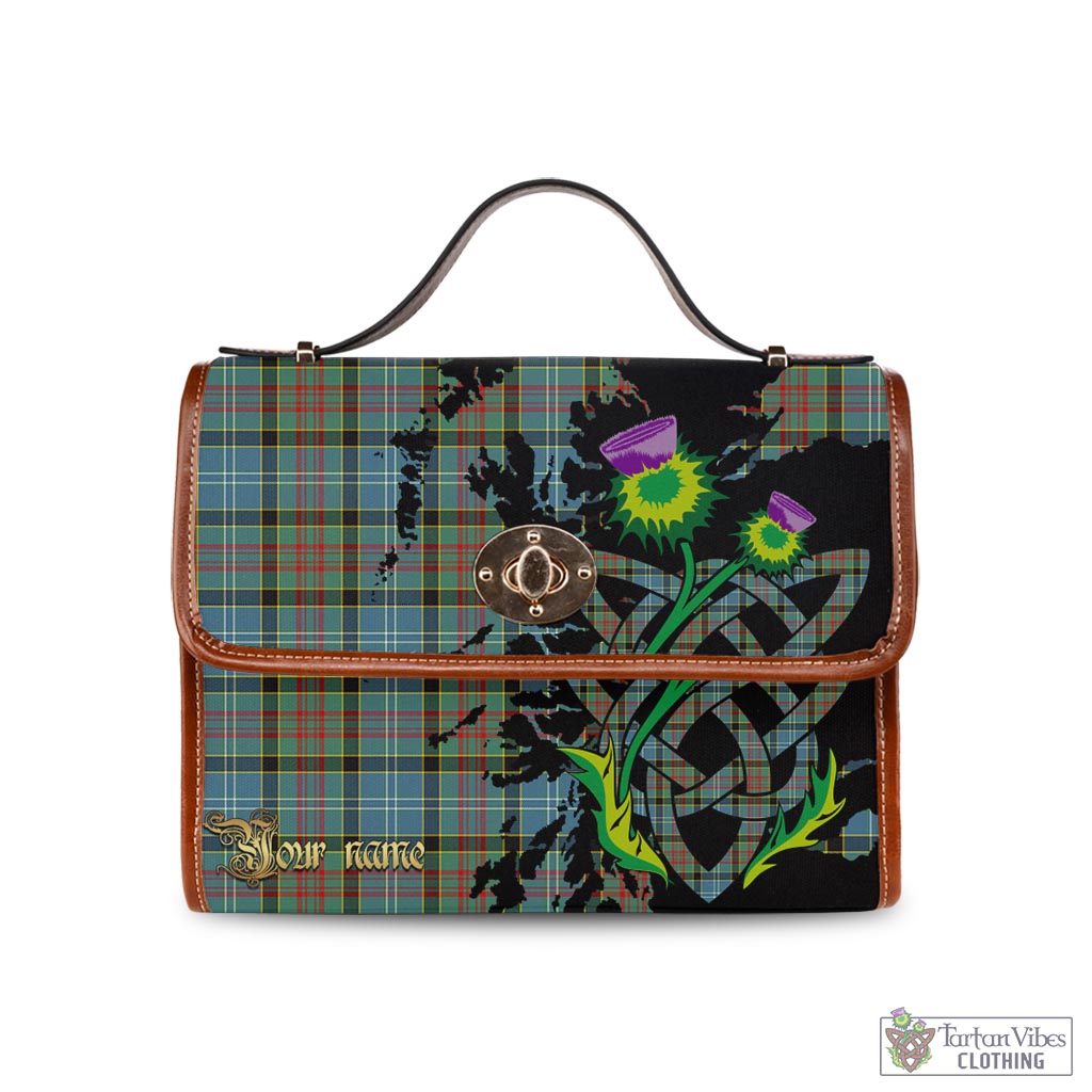 Tartan Vibes Clothing Paisley Tartan Waterproof Canvas Bag with Scotland Map and Thistle Celtic Accents