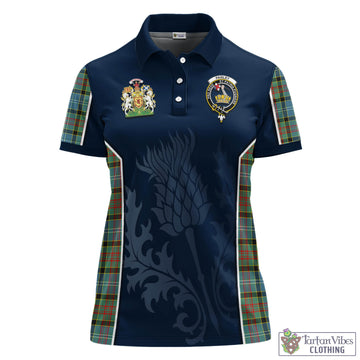 Paisley Tartan Women's Polo Shirt with Family Crest and Scottish Thistle Vibes Sport Style