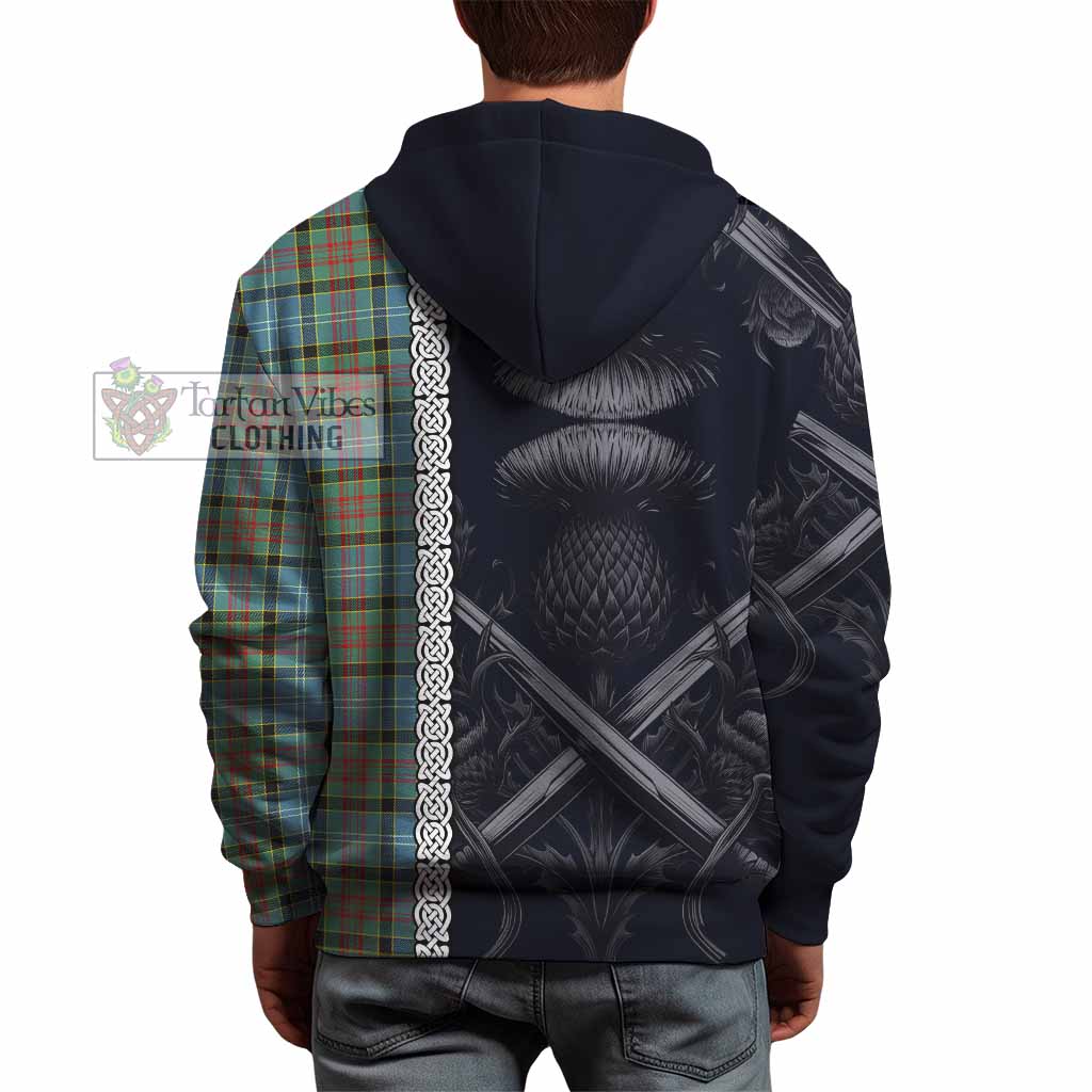 Tartan Vibes Clothing Paisley Tartan Hoodie with Family Crest Cross Sword Thistle Celtic Vibes