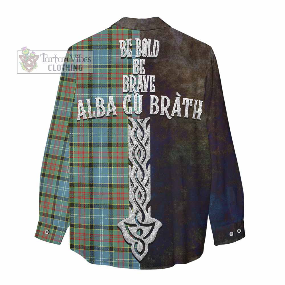 Tartan Vibes Clothing Paisley Tartan Family Crest Women's Casual Shirt Alba Gu Brath Be Brave Lion Ancient Style