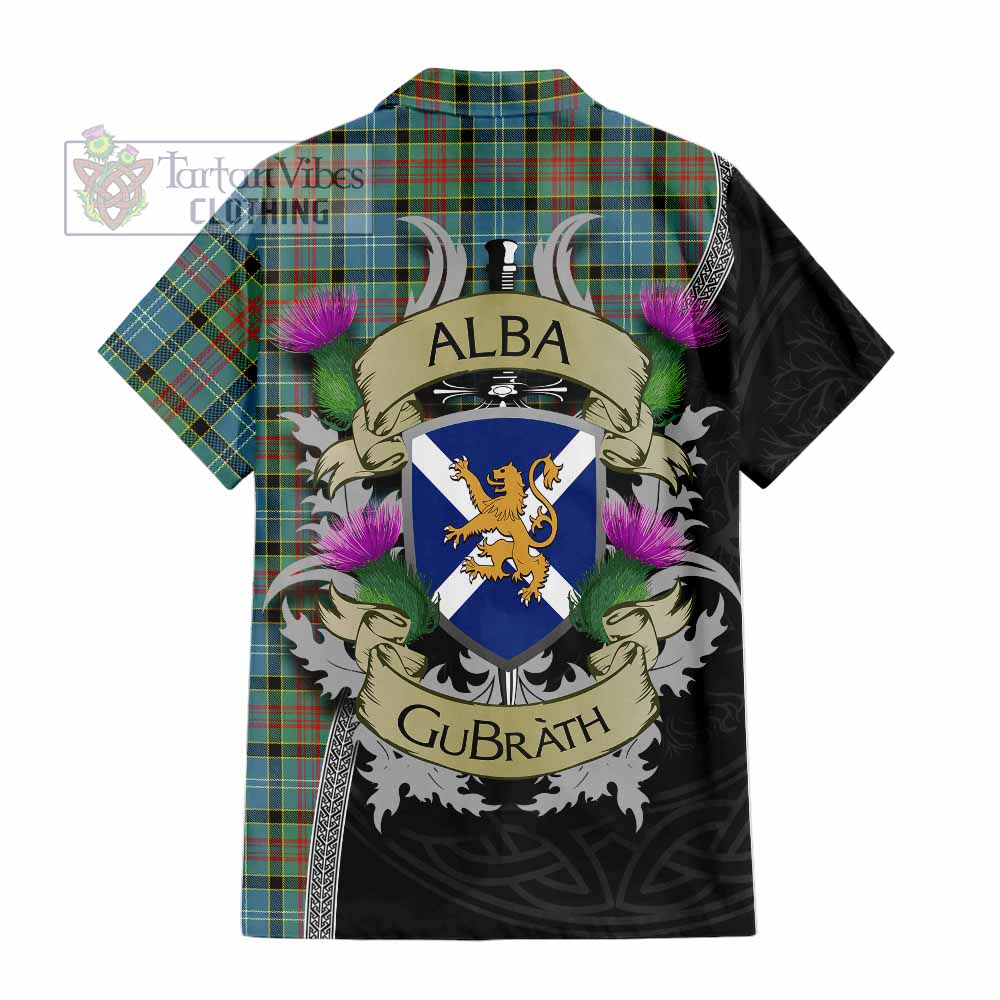 Tartan Vibes Clothing Paisley Tartan Family Crest Short Sleeve Button Shirt Lion Rampant Royal Thistle Shield Celtic Inspired
