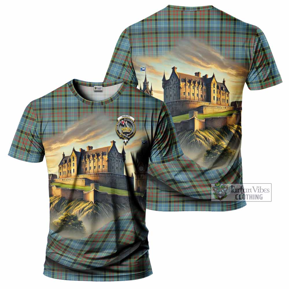 Tartan Vibes Clothing Paisley Tartan Family Crest T-Shirt with Scottish Ancient Castle Stype