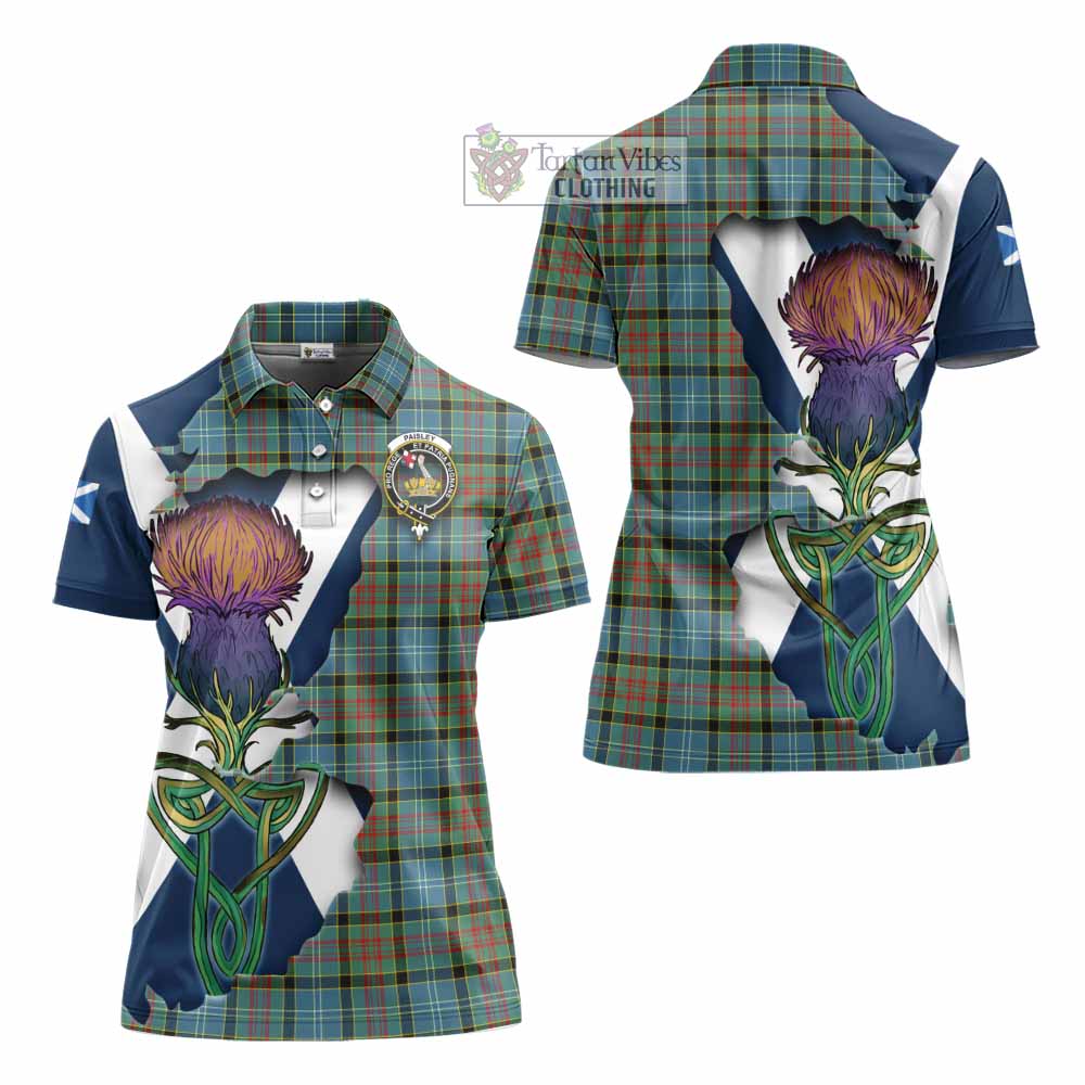 Tartan Vibes Clothing Paisley Tartan Family Crest Women's Polo Shirt Scottish Thistle Celtic Inspired
