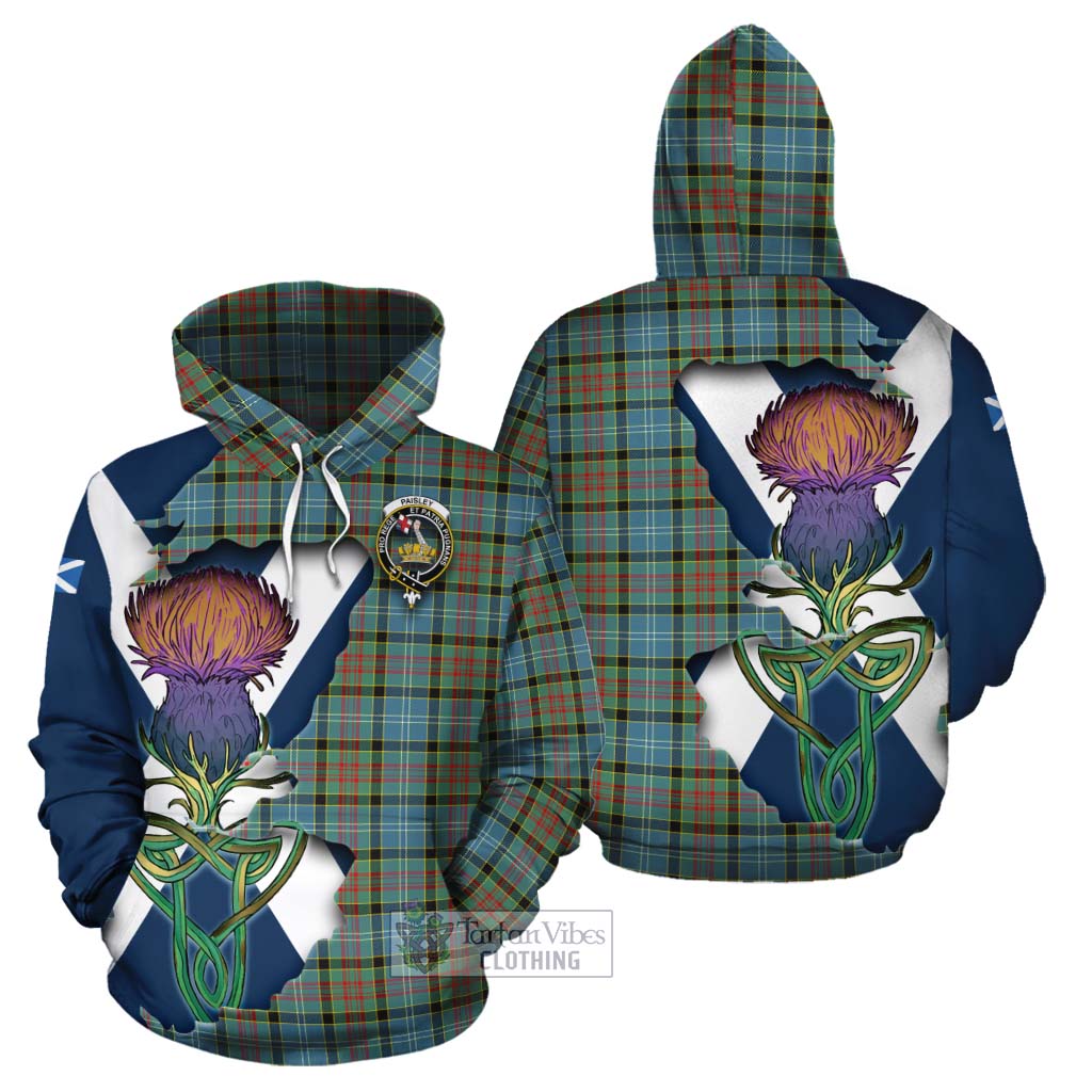 Tartan Vibes Clothing Paisley Tartan Family Crest Cotton Hoodie Scottish Thistle Celtic Inspired