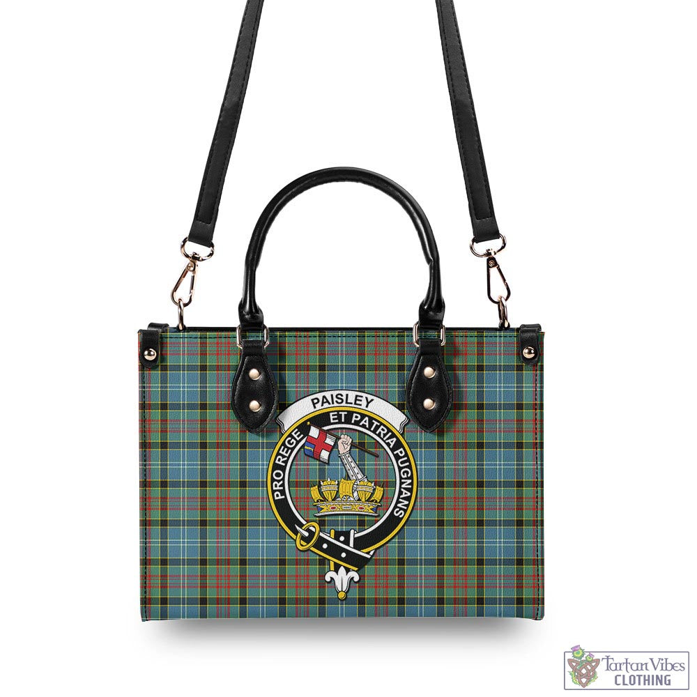 Tartan Vibes Clothing Paisley Tartan Luxury Leather Handbags with Family Crest