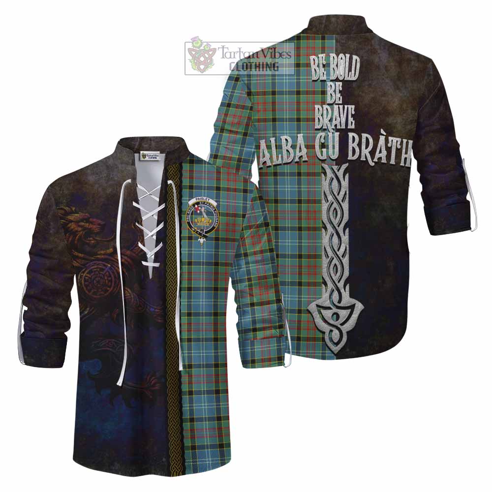 Tartan Vibes Clothing Paisley Tartan Family Crest Ghillie Kilt Shirt Alba Gu Brath Be Brave Lion Ancient Style
