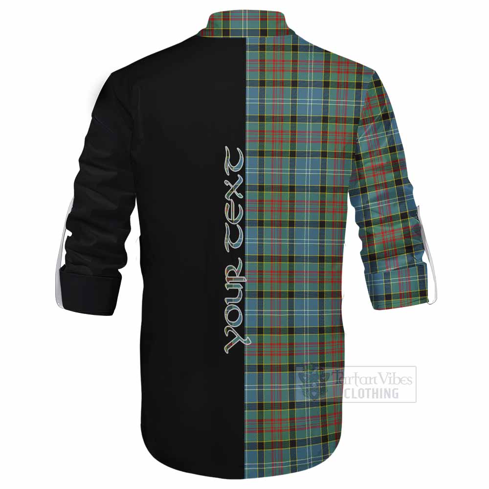 Tartan Vibes Clothing Paisley Tartan Ghillie Kilt Shirt with Family Crest and Half Of Me Style