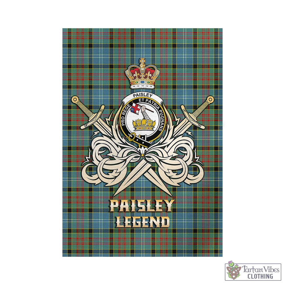 Tartan Vibes Clothing Paisley Tartan Flag with Clan Crest and the Golden Sword of Courageous Legacy