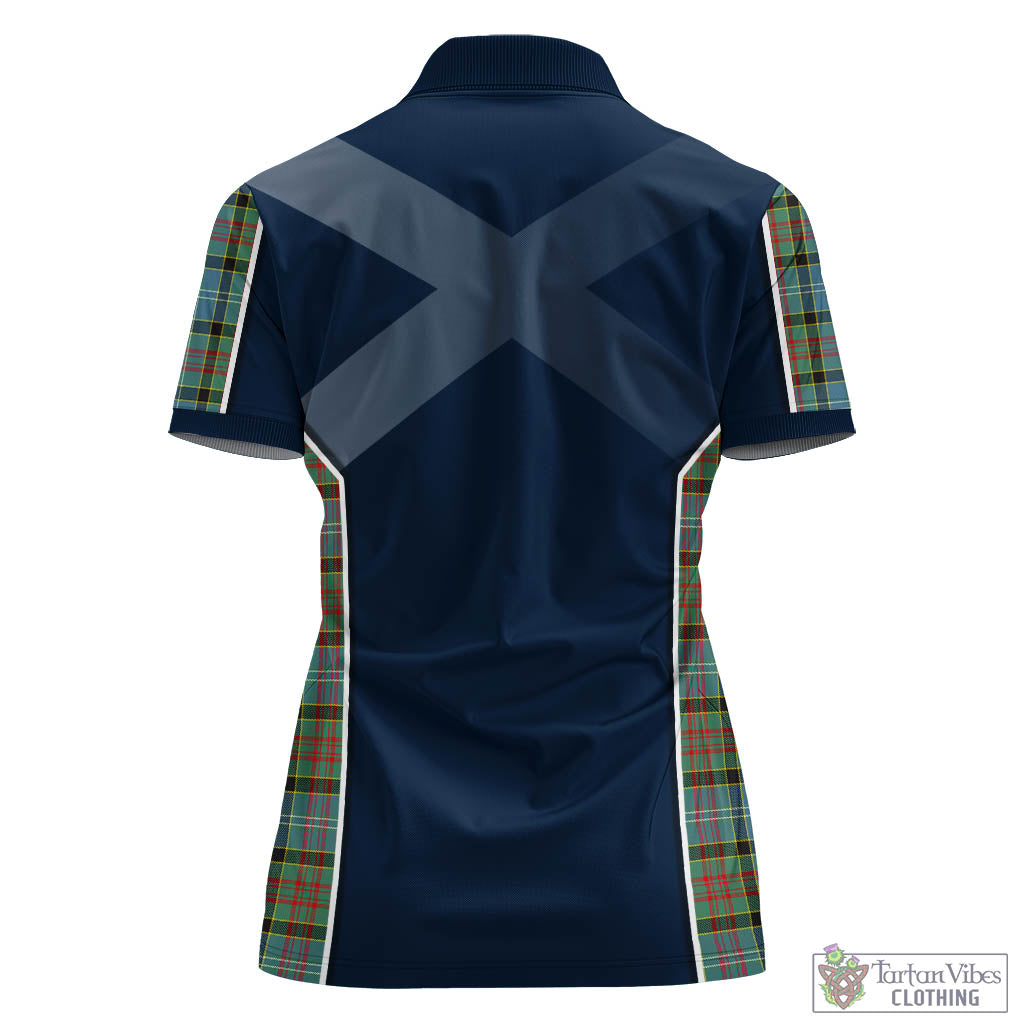 Paisley Tartan Women's Polo Shirt with Family Crest and Lion Rampant Vibes Sport Style - Tartan Vibes Clothing