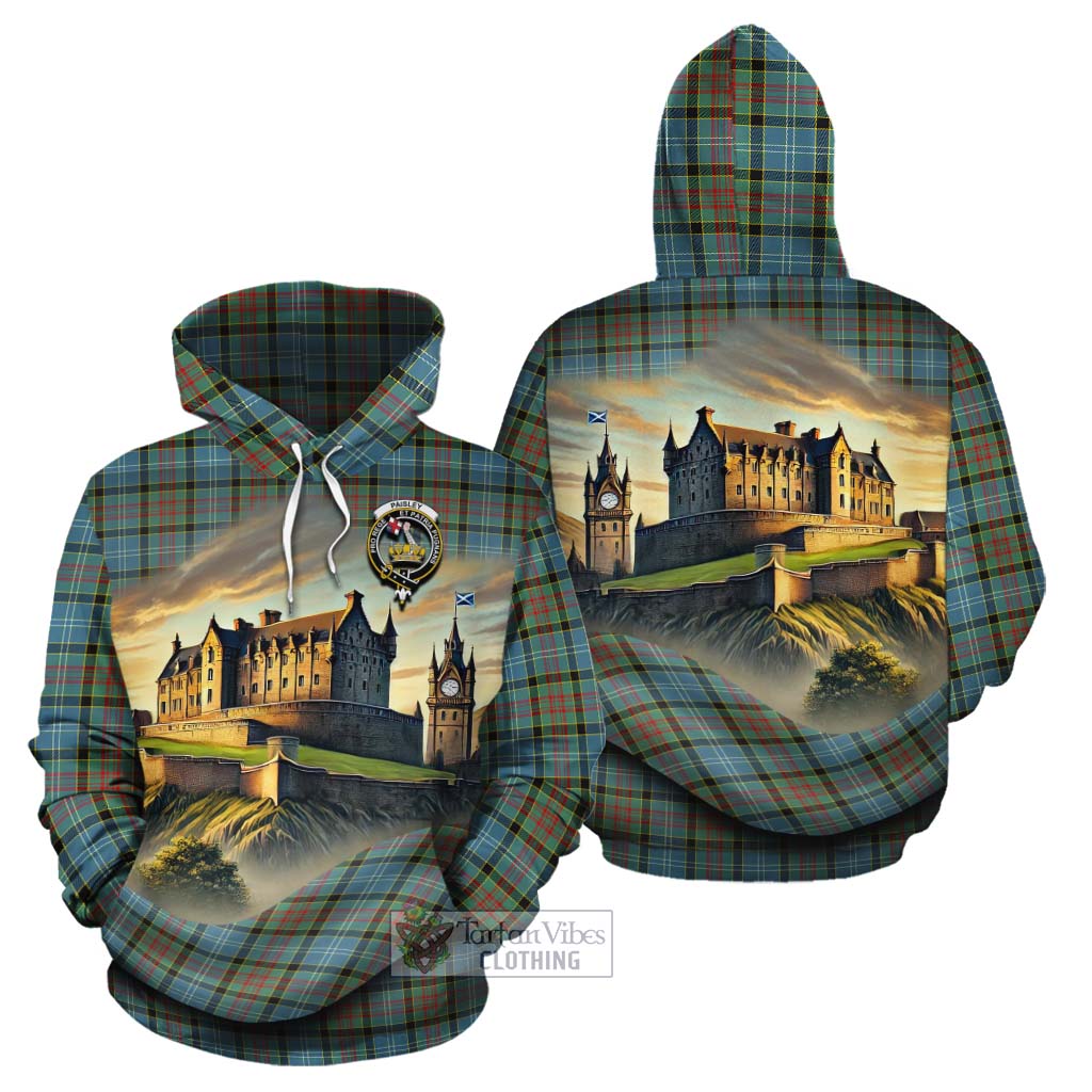 Tartan Vibes Clothing Paisley Tartan Family Crest Cotton Hoodie with Scottish Ancient Castle Style