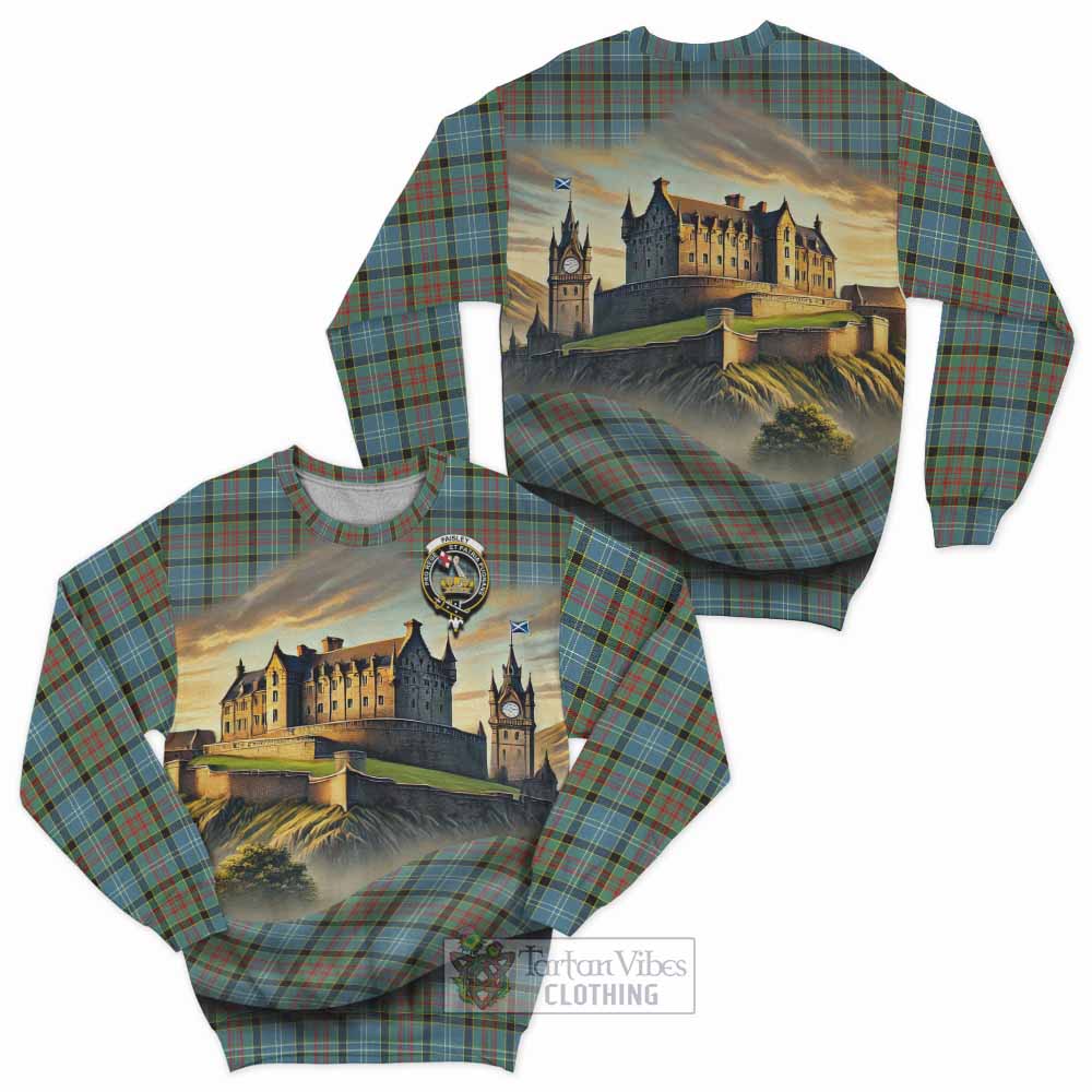 Tartan Vibes Clothing Paisley Tartan Family Crest Sweatshirt with Scottish Ancient Castle Style