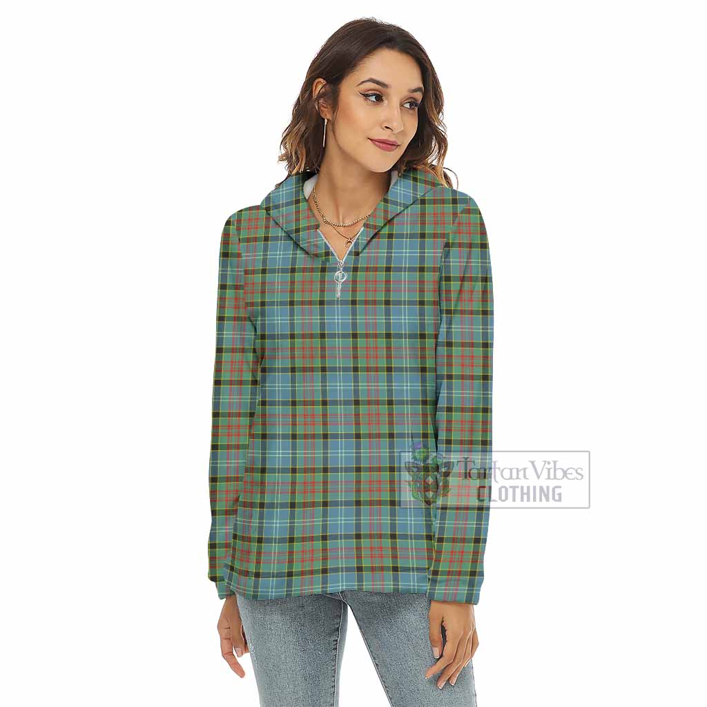 Tartan Vibes Clothing Paisley Tartan Women's Borg  Half Zip Fleece Hoodie