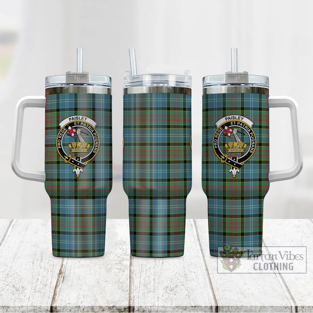 Tartan Vibes Clothing Paisley Tartan and Family Crest Tumbler with Handle