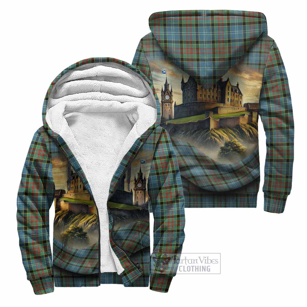 Tartan Vibes Clothing Paisley Tartan Family Crest Sherpa Hoodie with Scottish Ancient Castle Style