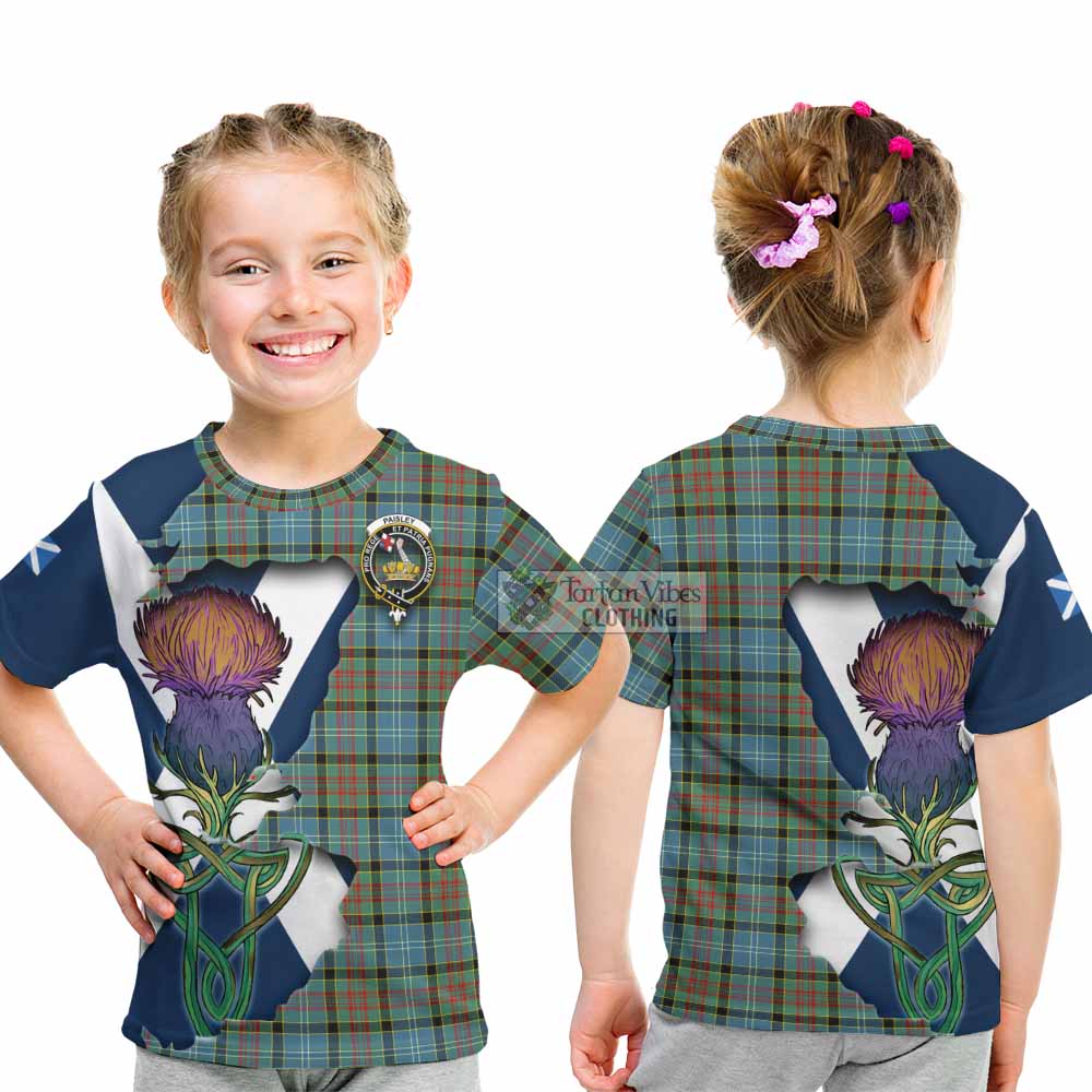 Tartan Vibes Clothing Paisley Tartan Family Crest Kid T-Shirt Scottish Thistle Celtic Inspired