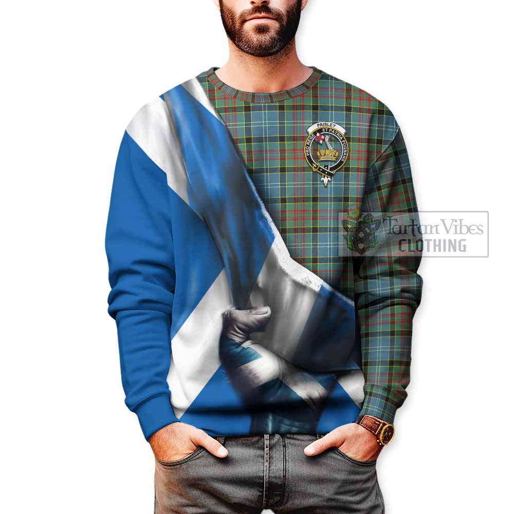 Tartan Vibes Clothing Paisley Tartan Sweatshirt with Family Crest Scotland Patriotic Style