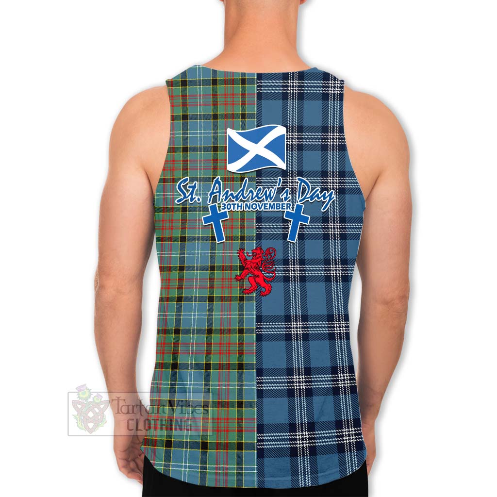 Tartan Vibes Clothing Paisley Tartan Men's Tank Top Happy St. Andrew's Day Half Tartan Style