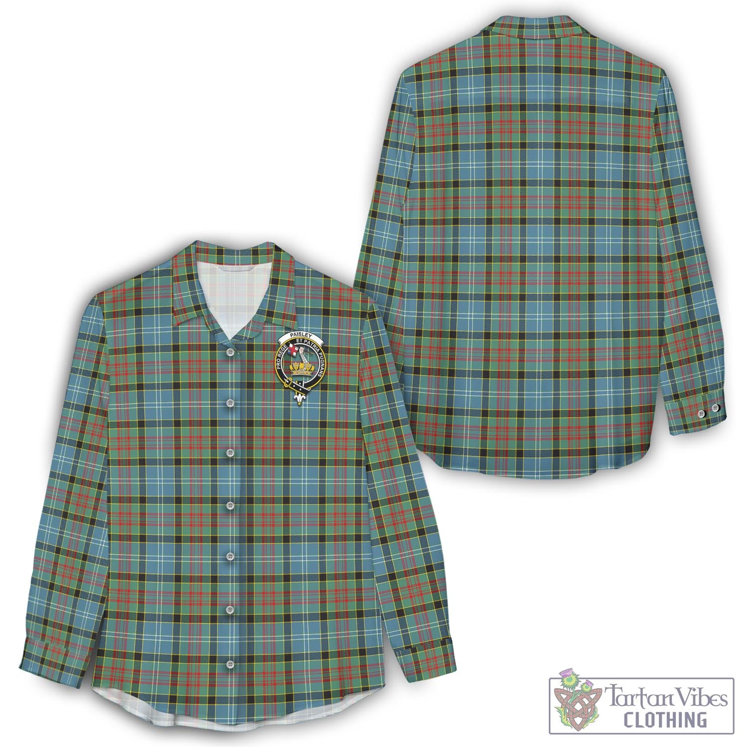 Tartan Vibes Clothing Paisley Tartan Womens Casual Shirt with Family Crest