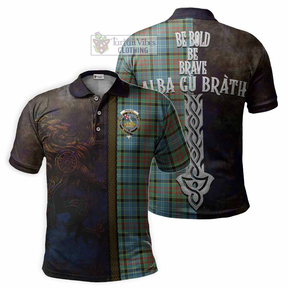 Tartan Vibes Clothing Paisley Tartan Family Crest Polo Shirt Alba Gu Brath Be Brave Lion Ancient Style