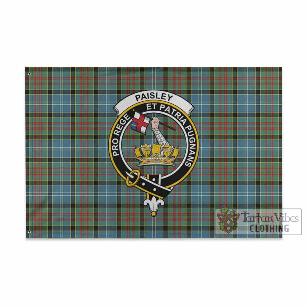 Tartan Vibes Clothing Paisley Tartan House Flag with Family Crest