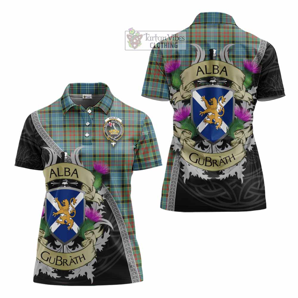 Tartan Vibes Clothing Paisley Tartan Family Crest Women's Polo Shirt Lion Rampant Royal Thistle Shield Celtic Inspired