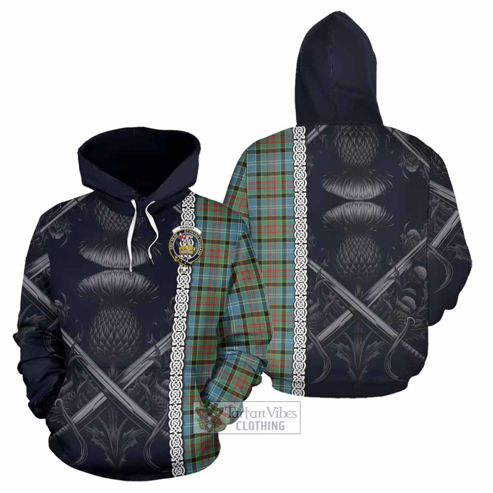 Tartan Vibes Clothing Paisley Tartan Hoodie with Family Crest Cross Sword Thistle Celtic Vibes