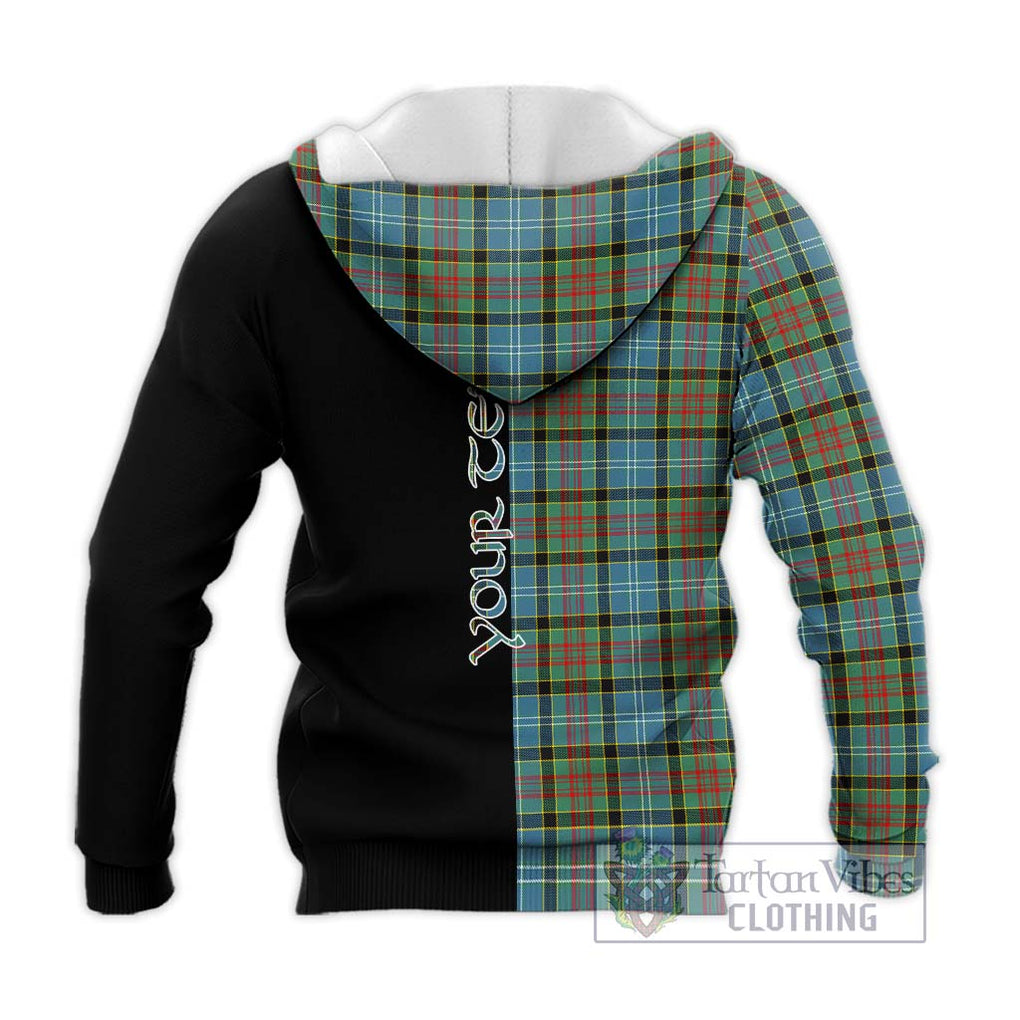 Paisley Tartan Knitted Hoodie with Family Crest and Half Of Me Style - Tartanvibesclothing Shop
