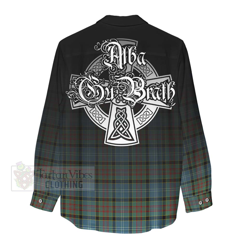 Tartan Vibes Clothing Paisley Tartan Women's Casual Shirt Featuring Alba Gu Brath Family Crest Celtic Inspired