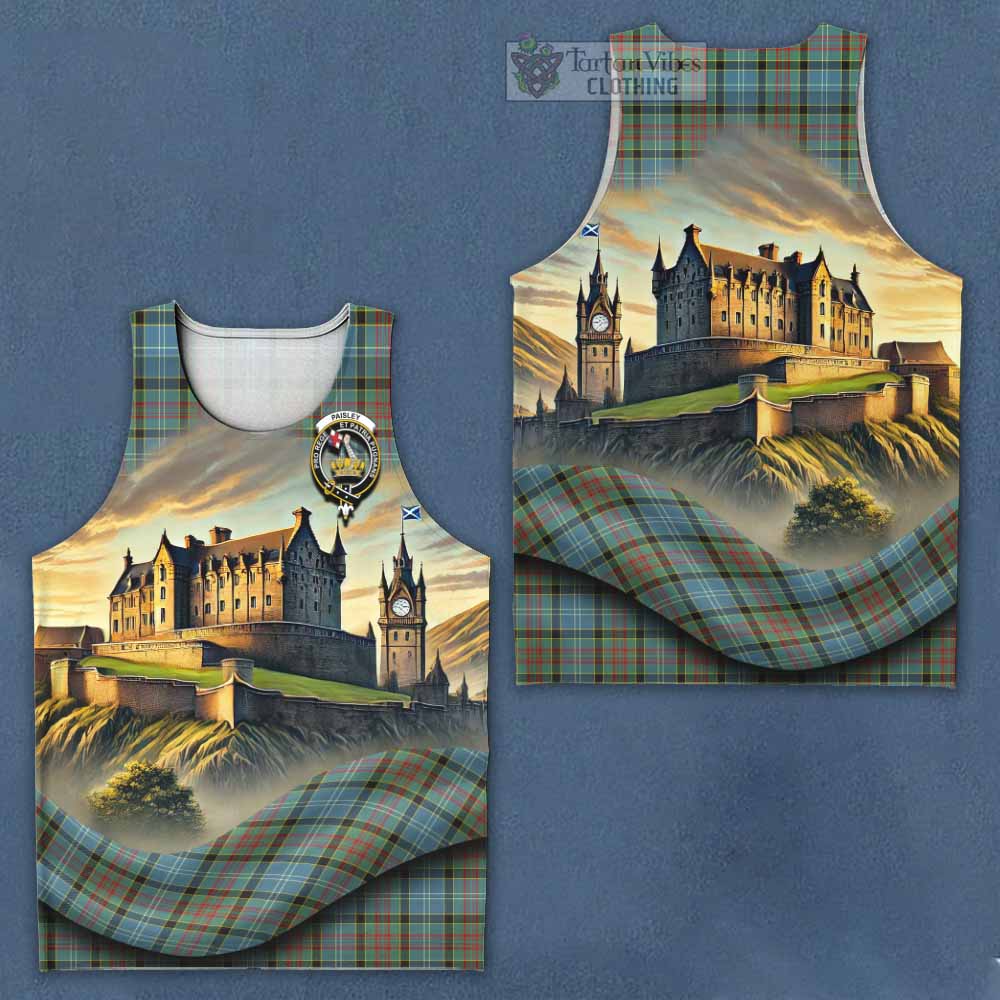 Tartan Vibes Clothing Paisley Tartan Family Crest Men's Tank Top with Scottish Ancient Castle Style