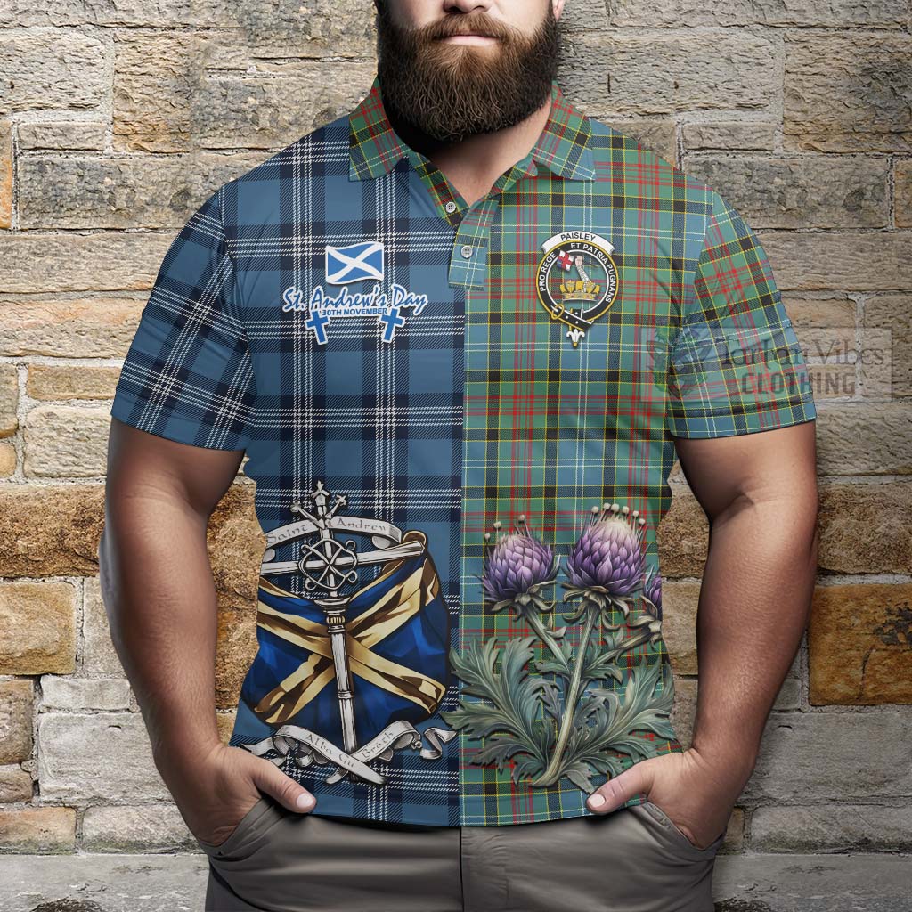 Tartan Vibes Clothing Paisley Tartan Polo Shirt Happy St. Andrew's Day Half Tartan Style