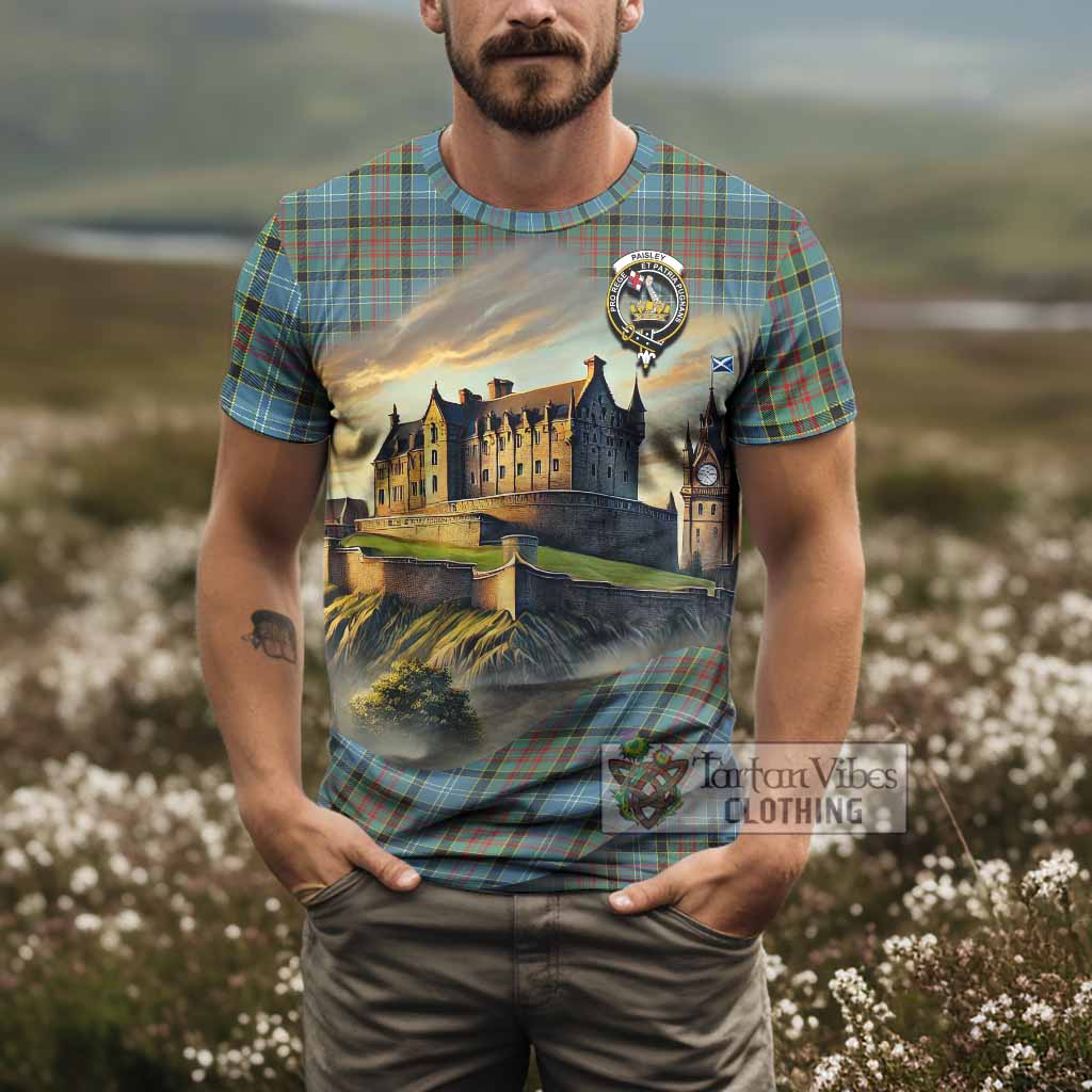 Tartan Vibes Clothing Paisley Tartan Family Crest T-Shirt with Scottish Ancient Castle Stype