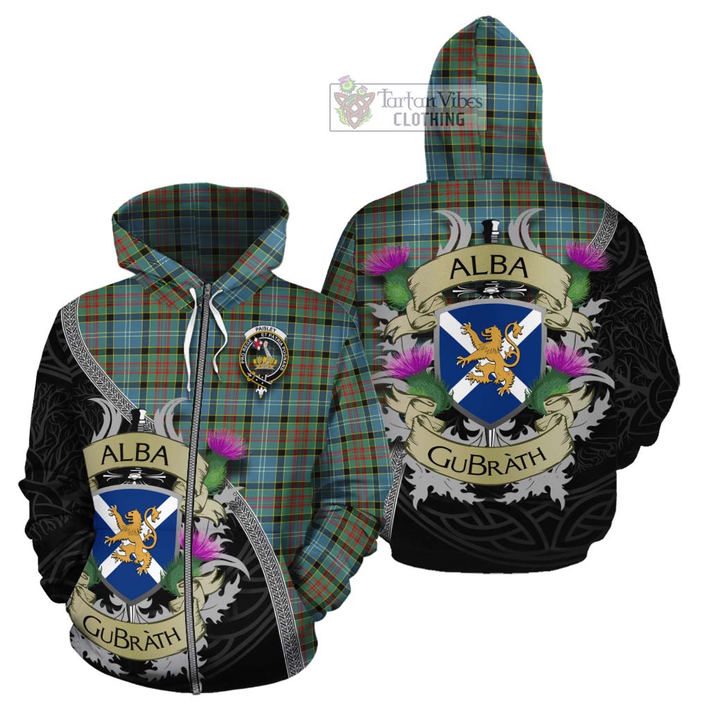 Tartan Vibes Clothing Paisley Tartan Family Crest Cotton Hoodie Lion Rampant Royal Thistle Shield Celtic Inspired
