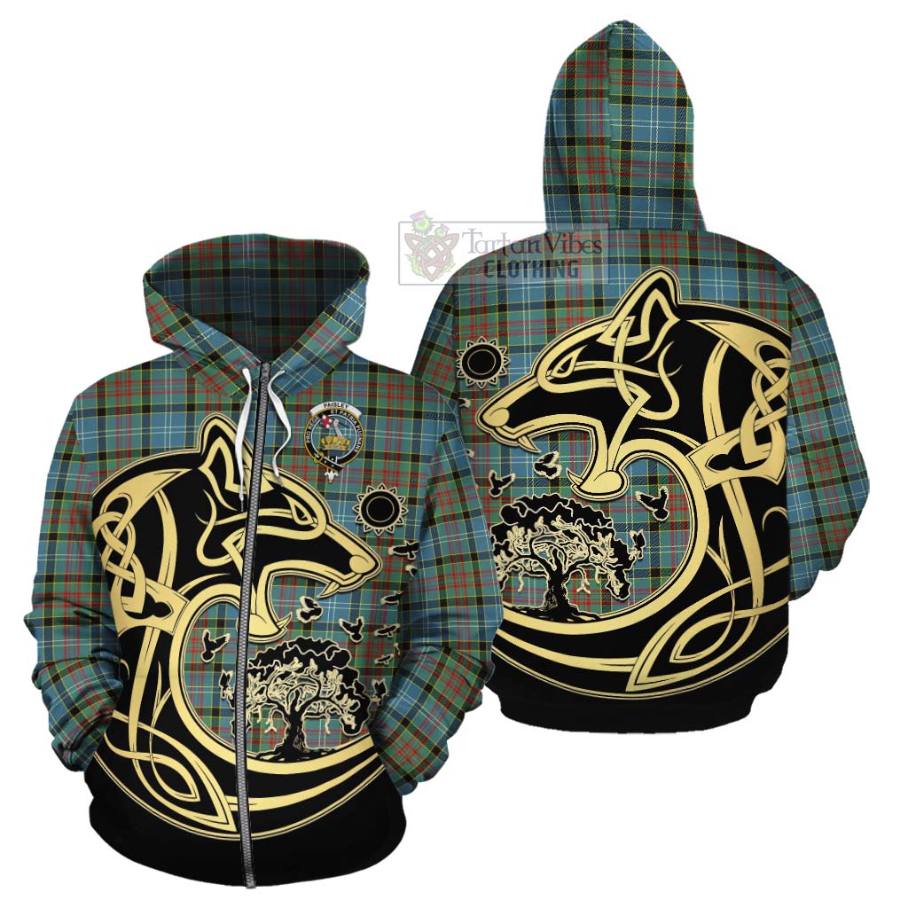 Tartan Vibes Clothing Paisley Tartan Cotton Hoodie with Family Crest Celtic Wolf Style
