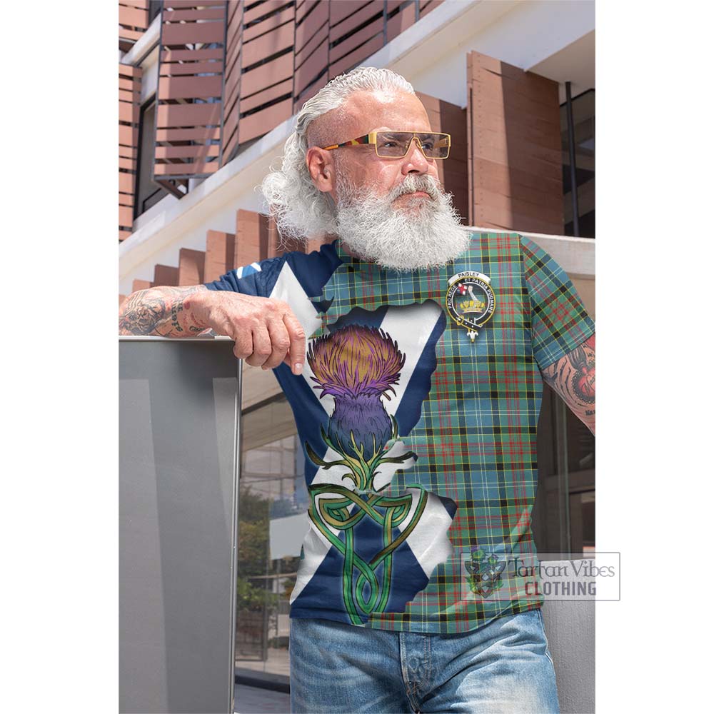 Tartan Vibes Clothing Paisley Tartan Family Crest Cotton T-shirt Scottish Thistle Celtic Inspired