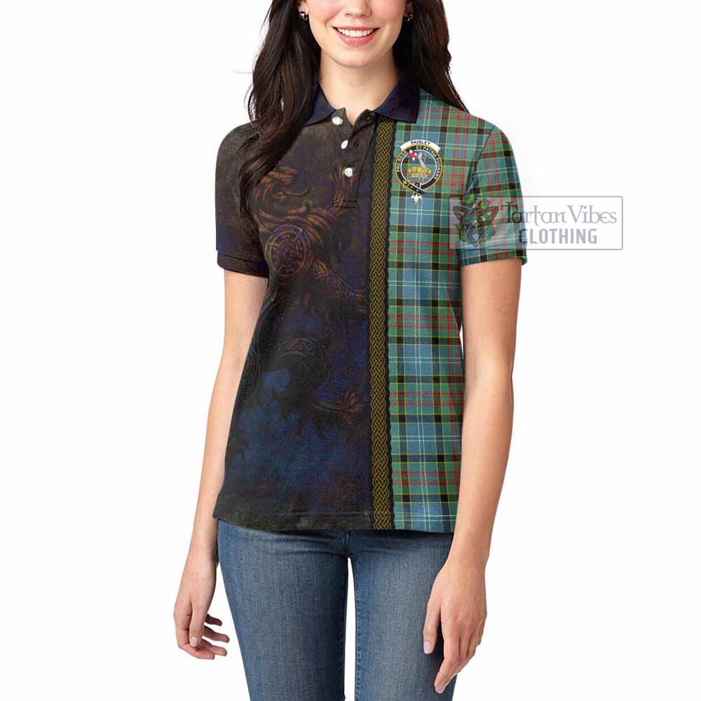 Tartan Vibes Clothing Paisley Tartan Family Crest Women's Polo Shirt Alba Gu Brath Be Brave Lion Ancient Style