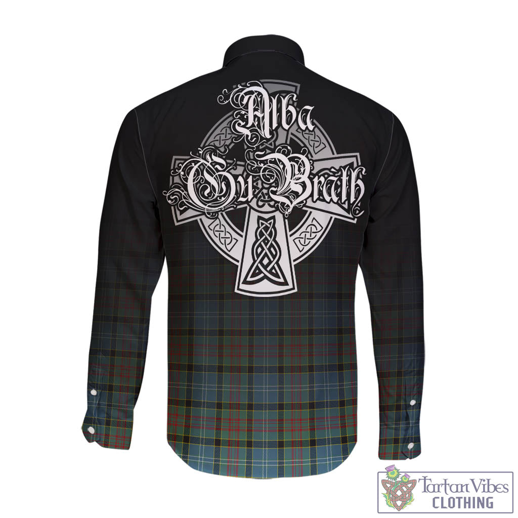 Tartan Vibes Clothing Paisley Tartan Long Sleeve Button Up Featuring Alba Gu Brath Family Crest Celtic Inspired
